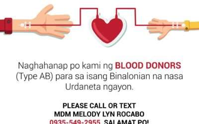 We are in need of a Blood Donor (Type AB)!