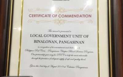 LGU Binalonan is blood service awardee UEP receives platinum award